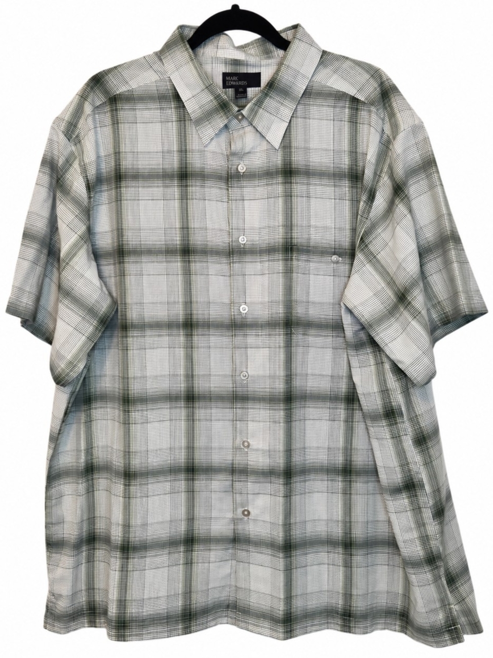 Marc Edwards Men's Short-Sleeve Green Plaid Button-Down Shirt